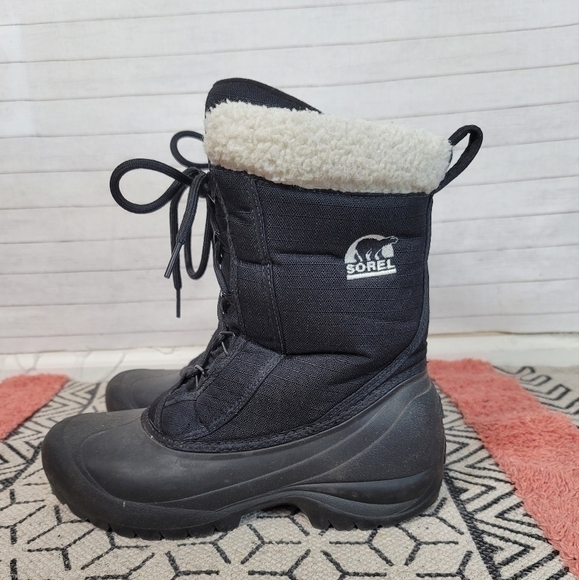 SOREL CUMBERLAND BOOTS IN BLACK, SZ 8 - Picture 1 of 16